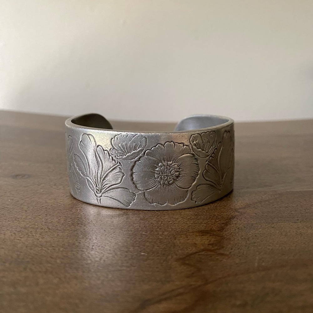 SOLD  Pewter Cuff with Floral Embossing